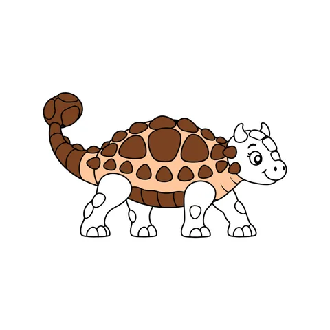 Ankylosaurus drawing, half colored