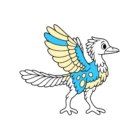 Archaeopteryx drawing, half colored