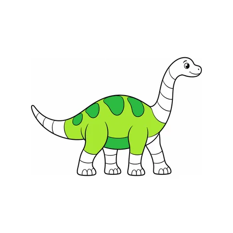Brontosaurus drawing, half colored