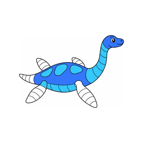 Plesiosaur drawing, half colored