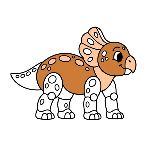 Protoceratops drawing, half colored