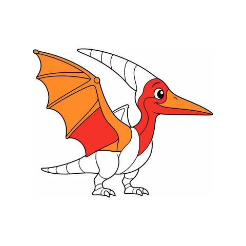 Pteranodon drawing, half colored