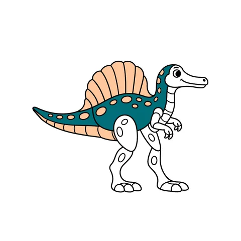Spinosaurus drawing, half colored