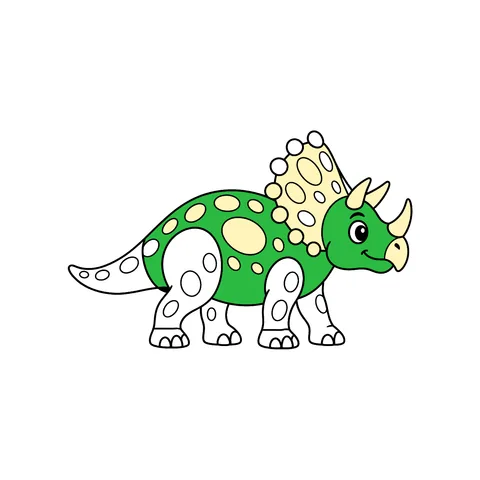Styracosaurus drawing, half colored