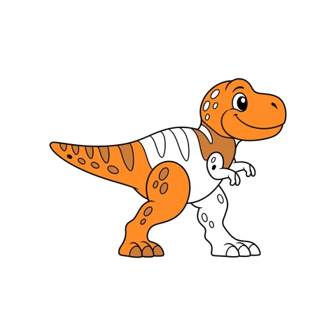 T. rex drawing, half colored