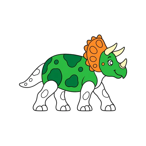 Triceratops drawing, half colored