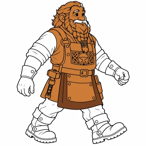 Dwarf smith drawing, half colored