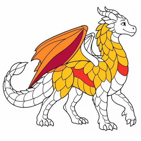 Ember dragon drawing, half colored