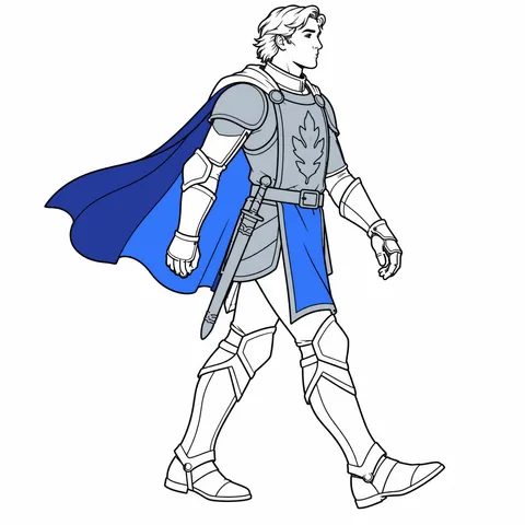 Knight drawing, half colored