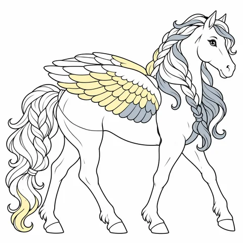 Pegasus drawing, half colored