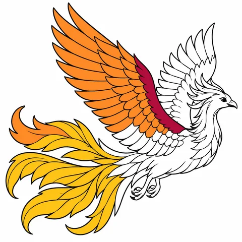 Phoenix drawing, half colored