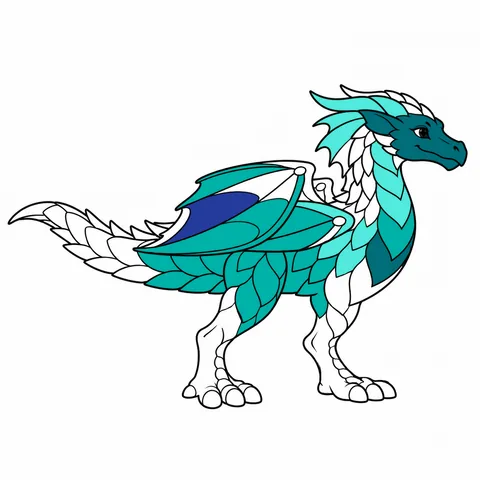Wyvern drawing, half colored