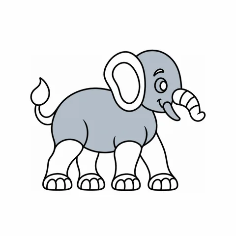 Elephant drawing, half colored