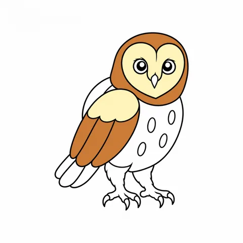 Barn owl drawing, half colored
