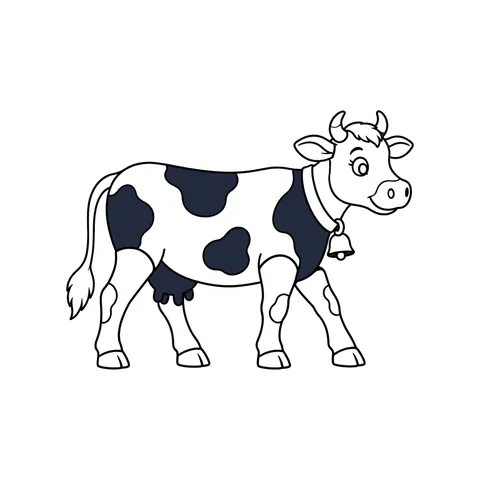 Cow drawing, half colored