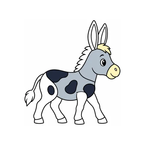 Donkey drawing, half colored