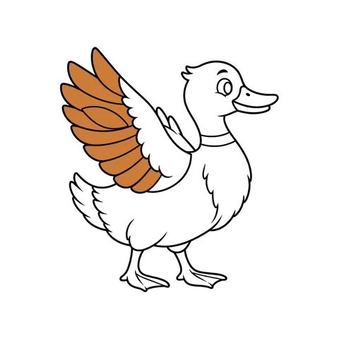 Duck drawing, half colored