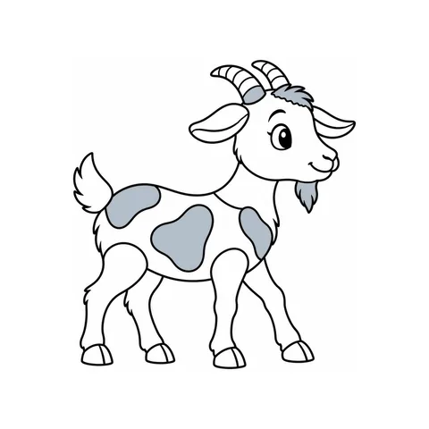 Goat drawing, half colored