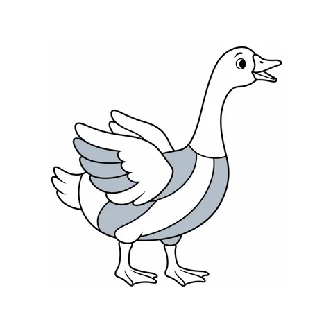 Goose drawing, half colored