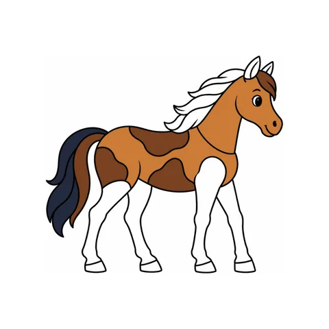 Horse drawing, half colored