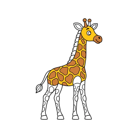 Giraffe drawing, half colored