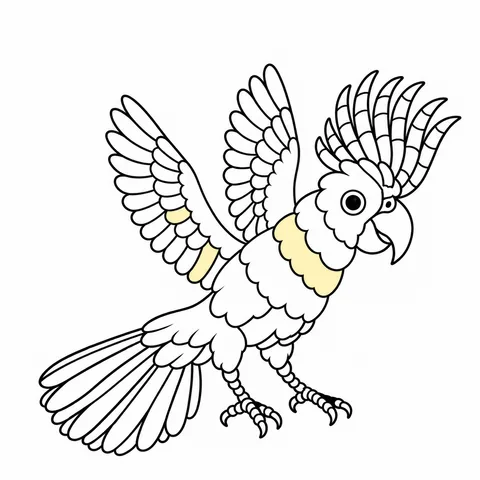 Cockatoo drawing, half colored