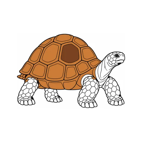 Giant tortoise drawing, half colored
