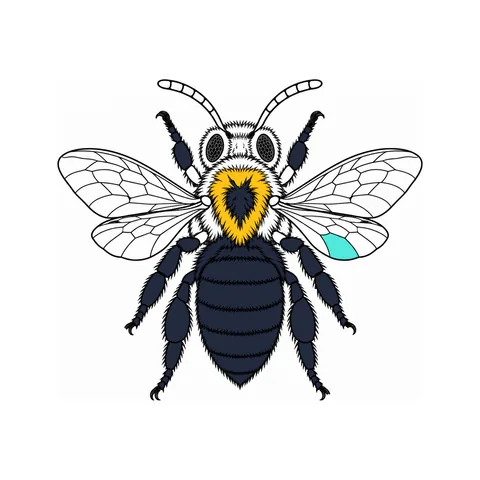 Honeybee drawing, half colored