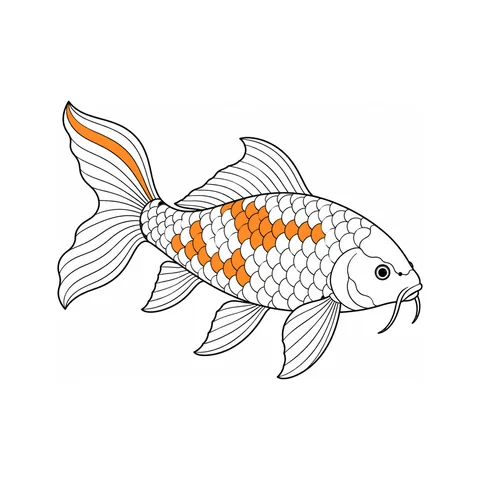 Koi drawing, half colored