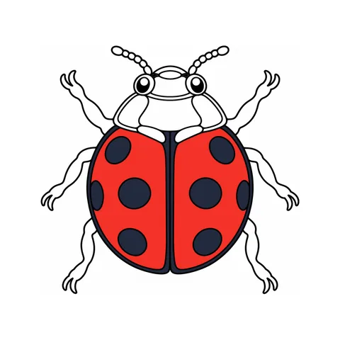 Ladybug drawing, half colored