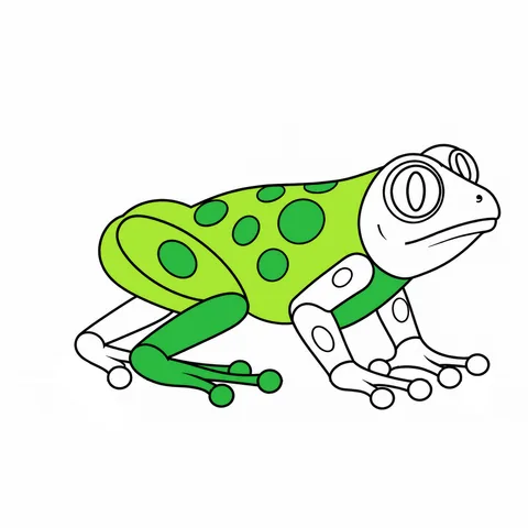 Tree frog drawing, half colored