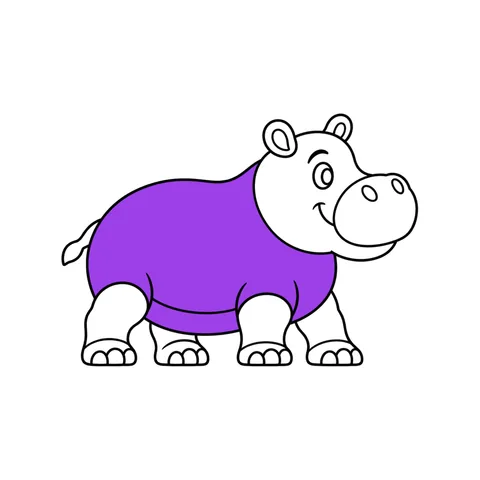 Hippo drawing, half colored