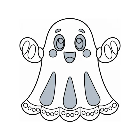Ghost drawing, half colored