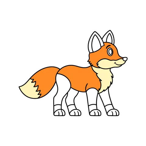 Fox drawing, half colored
