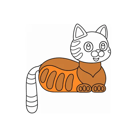 Tabby cat drawing, half colored