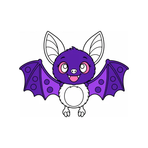 Bat drawing, half colored