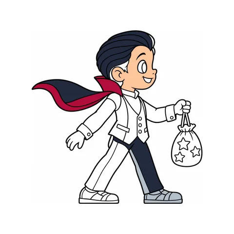 Little vampire drawing, half colored