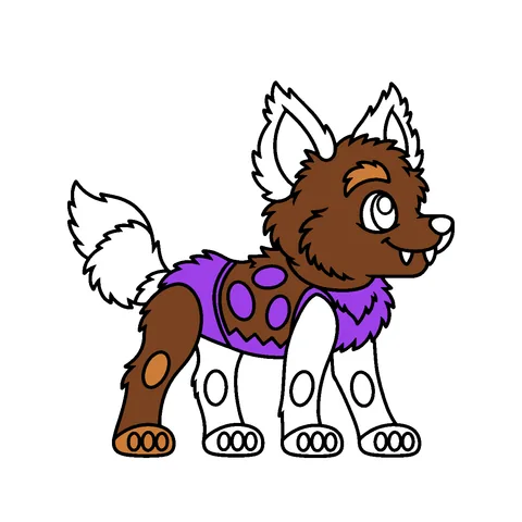 Werewolf pup drawing, half colored
