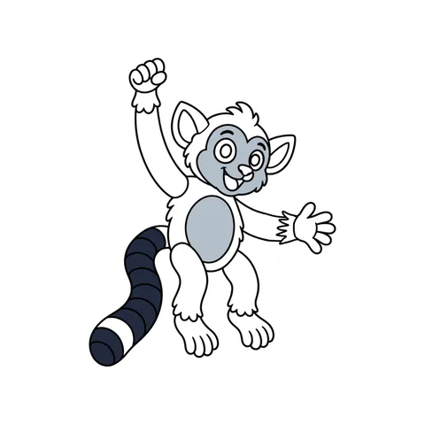 Lemur drawing, half colored