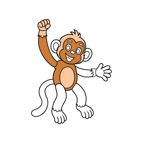 Monkey drawing, half colored