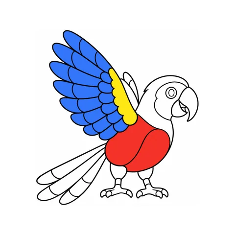 Parrot drawing, half colored