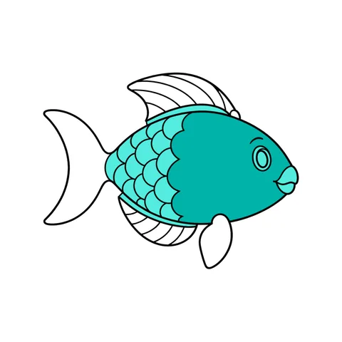 Parrotfish drawing, half colored