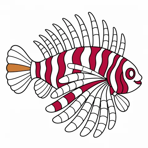 Lionfish drawing, half colored