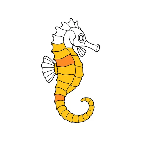 Seahorse drawing, half colored