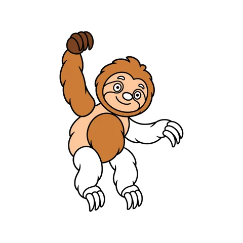 Sloth drawing, half colored