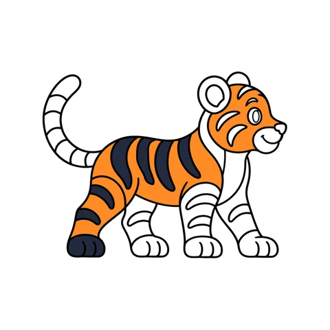 Tiger drawing, half colored