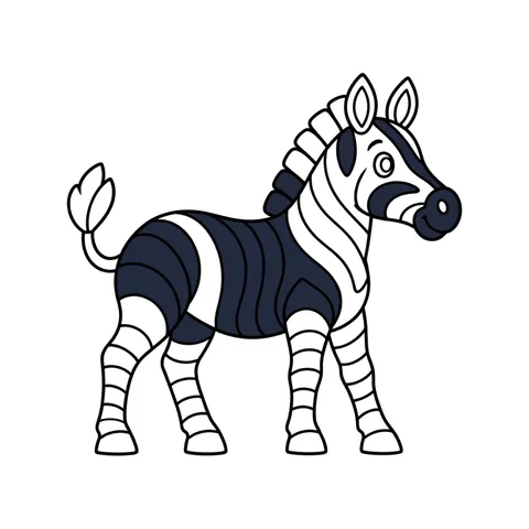 Zebra drawing, half colored