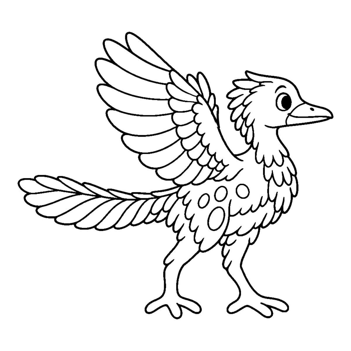 Archaeopteryx coloring page: a friendly archaeopteryx, ready to color