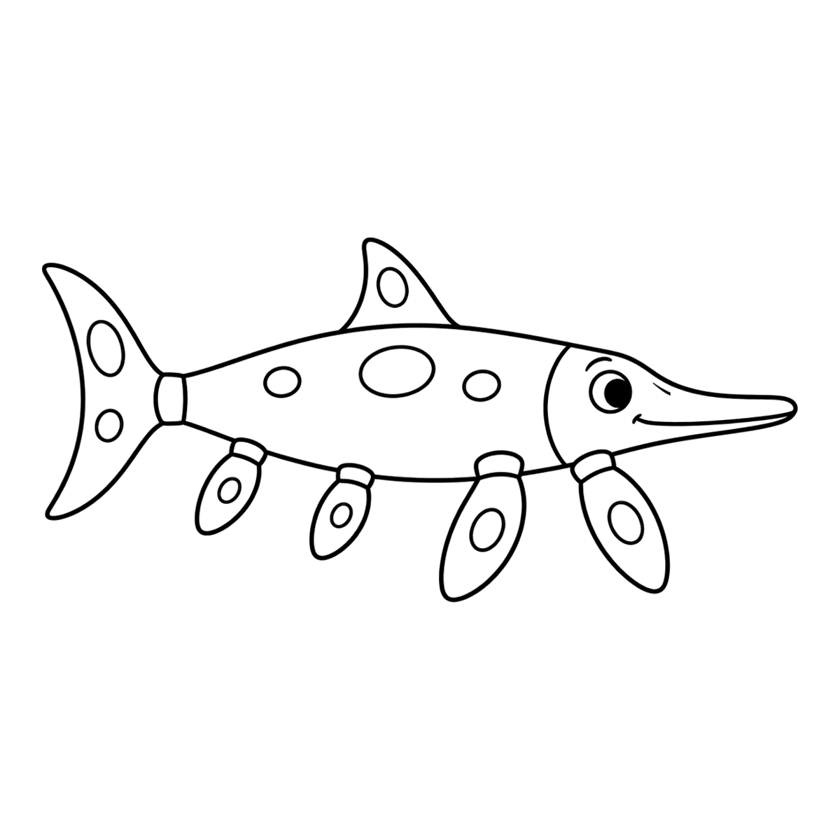 Ichthyosaurus coloring page: a friendly ichthyosaurus, ready to color