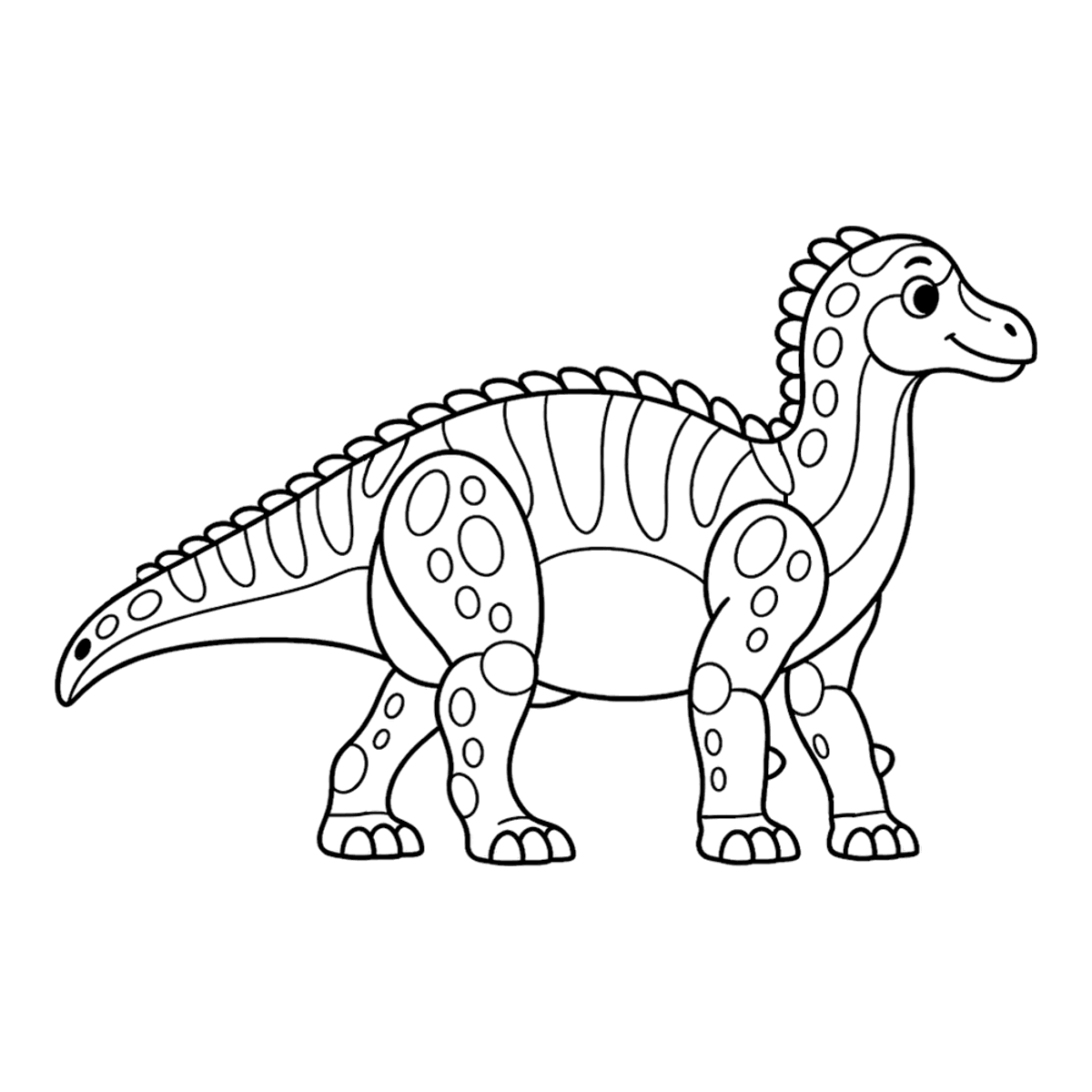 Iguanodon coloring page: a friendly iguanodon, ready to color